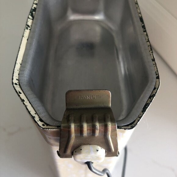 Antique French Lunchbox Granite Enamel Ware Yellow White Green Speckled 3 Pc Set - Picture 10 of 10